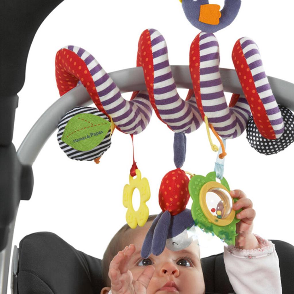 Activity Spiral Baby Pram Toy Baby Stroller Toys with Educational Haha Mirror Plush Toys Suitable from 0 to 12 Months Boys and Girls HANLL Cute Pram Toy