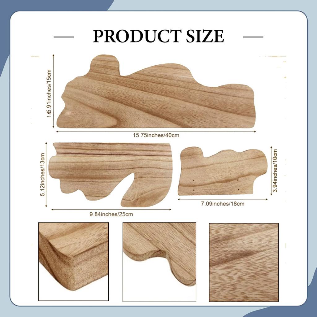 3x Wall Shelves Floating Shelves Multifunctional Modern Decorative Rustic Wood