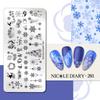 NICOLE DIARY Leopard Flower Nail Stamping Plate Image Transfer Template Geometry Leaf Stainless Steel Stencil Nail Printing Tool