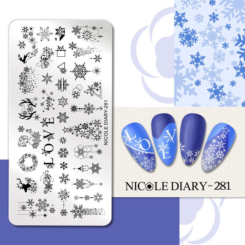 NICOLE DIARY Leopard Flower Nail Stamping Plate Image Transfer Template Geometry Leaf Stainless Steel Stencil Nail Printing Tool
