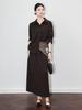 Elegant French-Style Relaxed Scarf, Shirt, and Midi Skirt Set for Autumn/Winter Women