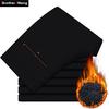Classic Winter Men 'S Thick Business Casual Pants Solid Color Stretch Fleece Warm Brand Trousers Male 