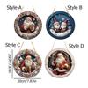 Wooden Santa Claus Porch Wreath Snow Scene Xmas Porch Decoration Hanging  Home Fence Decor