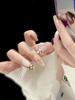 Sticker Simple Nails Caramel Color Chessboard Pattern Women Fashion Trend Gift