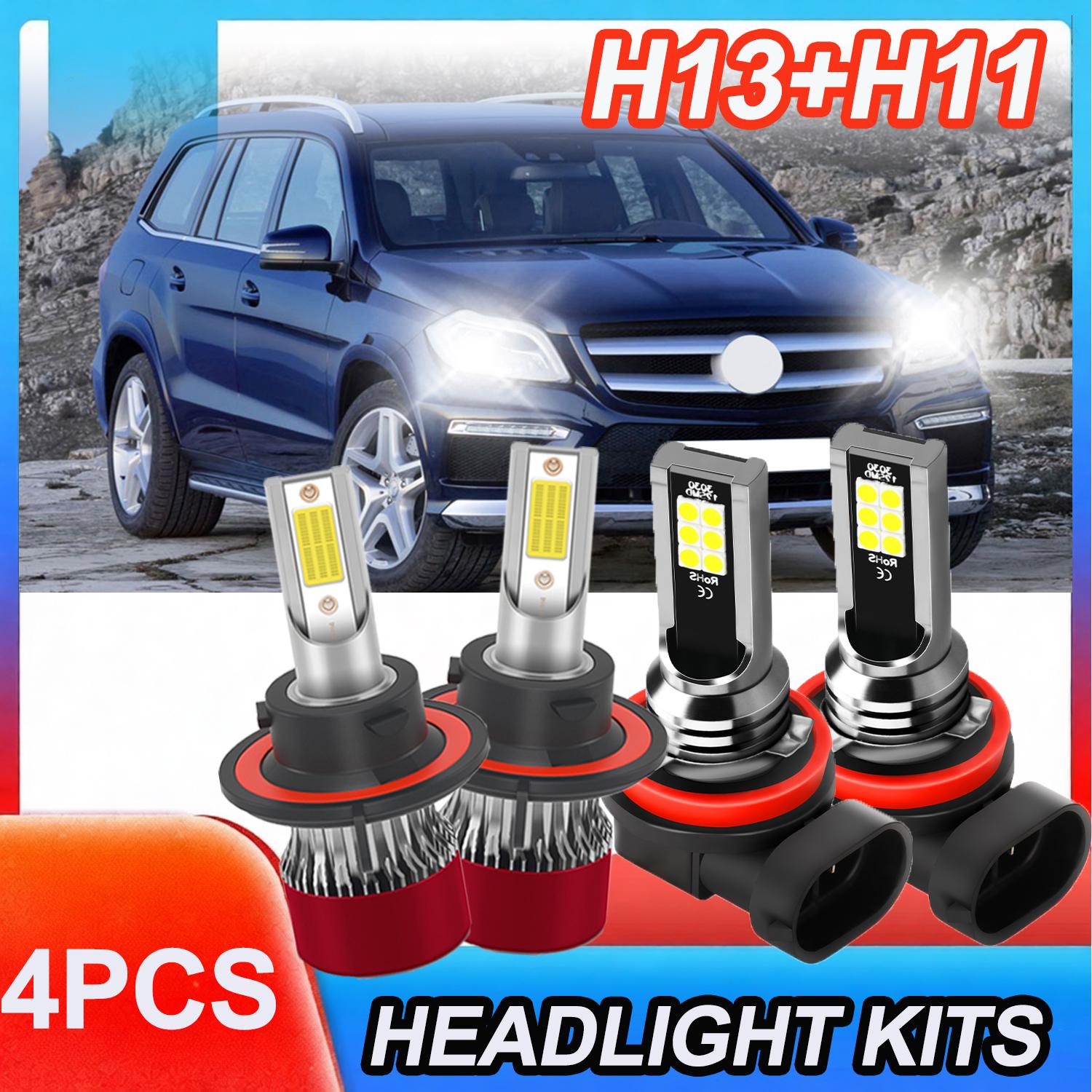 H13 9008 LED Headlight High/Low  Beam & H11 H8 Fog Light Bulbs Combo Kit 6000K White Super Brightness