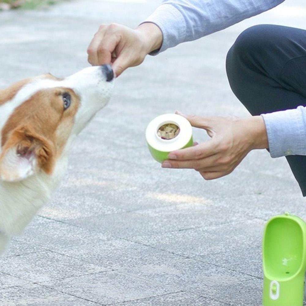 Haustierbedarf 2-in-1 Haustier-Wasserflasche Tragbar Auslaufsicher Outdoor Hundetasse Kunststoff Welpen-Wasserspender Wandern