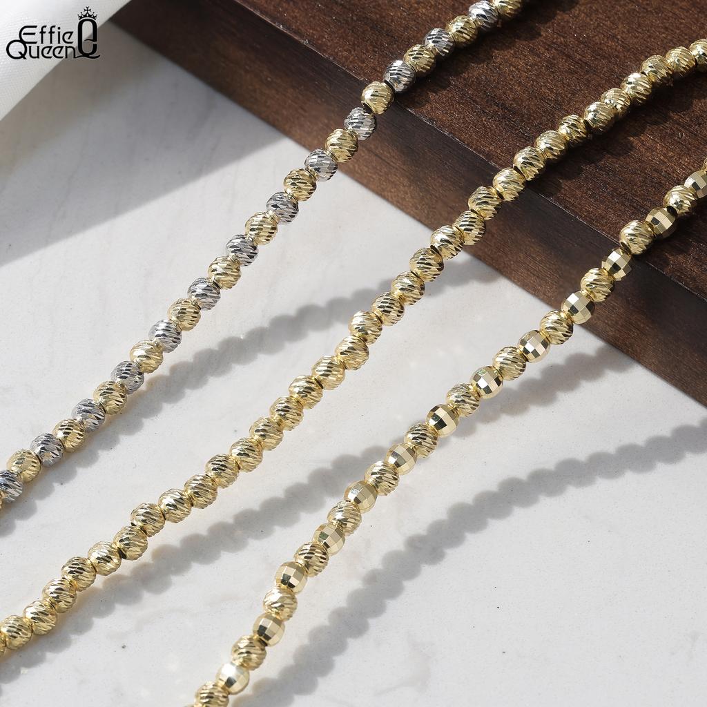 EFFIE QUEEN 925 Sterling Silver Simple Beads Bracelet Fashion Chunky 4mm Ball Beads Chain Bracelet Stackable Jewelry Gift GAB04