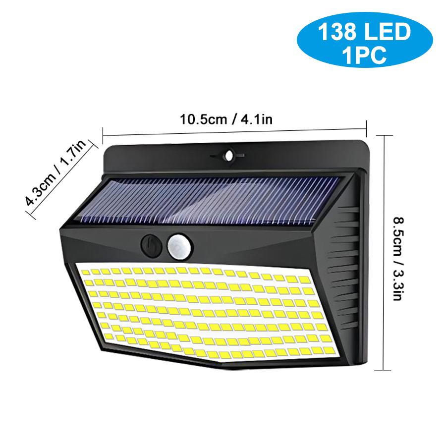Solar Security Wall Light Garden Small Motion Sensor Fence Light Outdoor Super Bright Waterproof 3 Modes Yard Door Garage