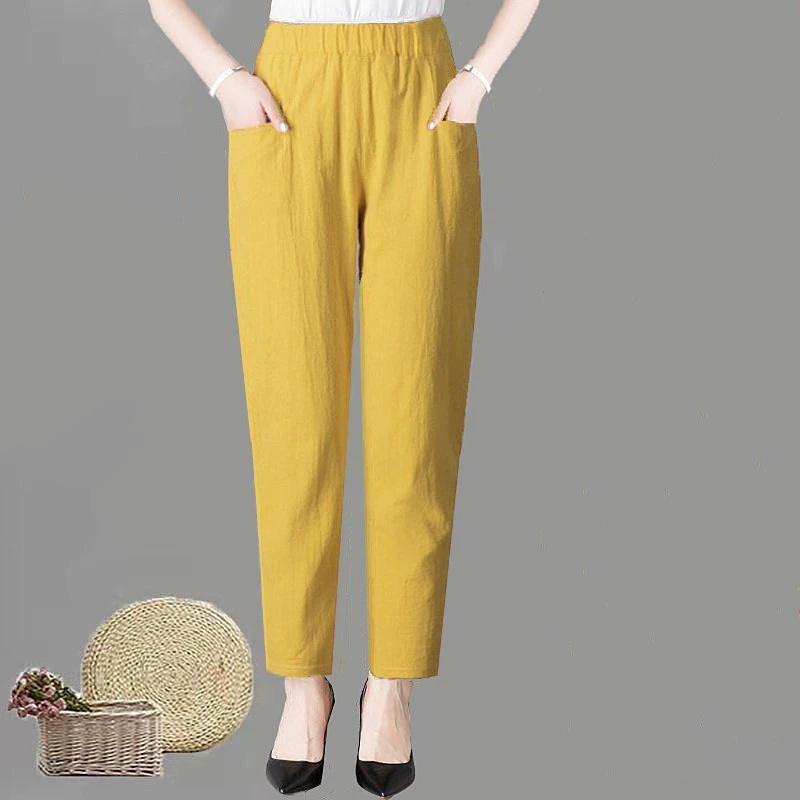 Summer Thin Cotton Harlan Pants Women's Casual Loose Carrot Pants High Waist Nine Points Korean Style