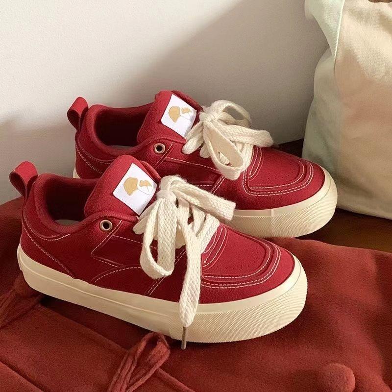 New Casual Flat-soled Lace-up Comfortable Walking Shoes Fashionable Round-toe Breathable Vulcanized Shoes Women Sneakers