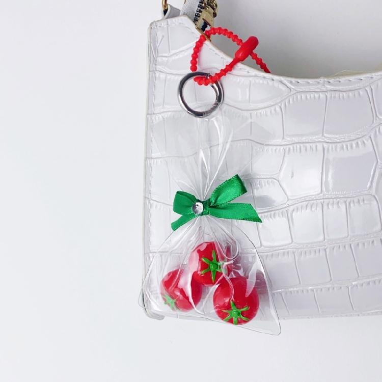 Cute Tomato Leaf Keychain Accessories Fashionable Tomato Keychain Unique Bag Hanging Charm for Backpacks or Handbags