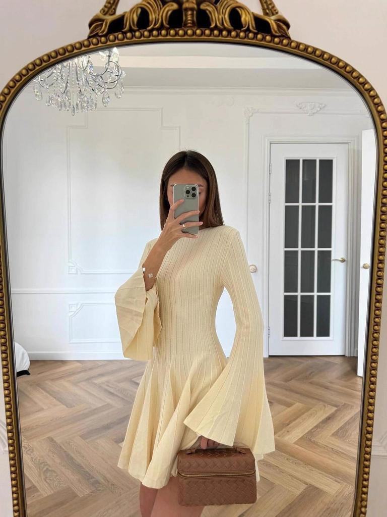 European & American Autumn French Retro Hepburn-Style Pleated Dress