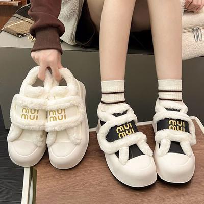 Sports Cotton Shoes Women's Winter Velvet New Super Fire Versatile Velcro Bread Shoes Snow Boots