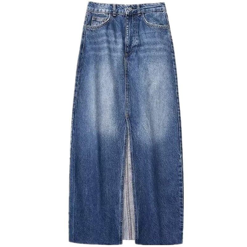 Fashion Style 2024 Summer New Arrival Women's Easiest for Match Slit Design High Waist Mid Length Long Length Denim Skirt 2553241