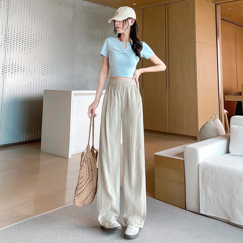 

Wide-leg Pants Summer Thin Loose Straight Cool Casual Pants Curved Knife PantsLong Pants 3XL абрикосовый