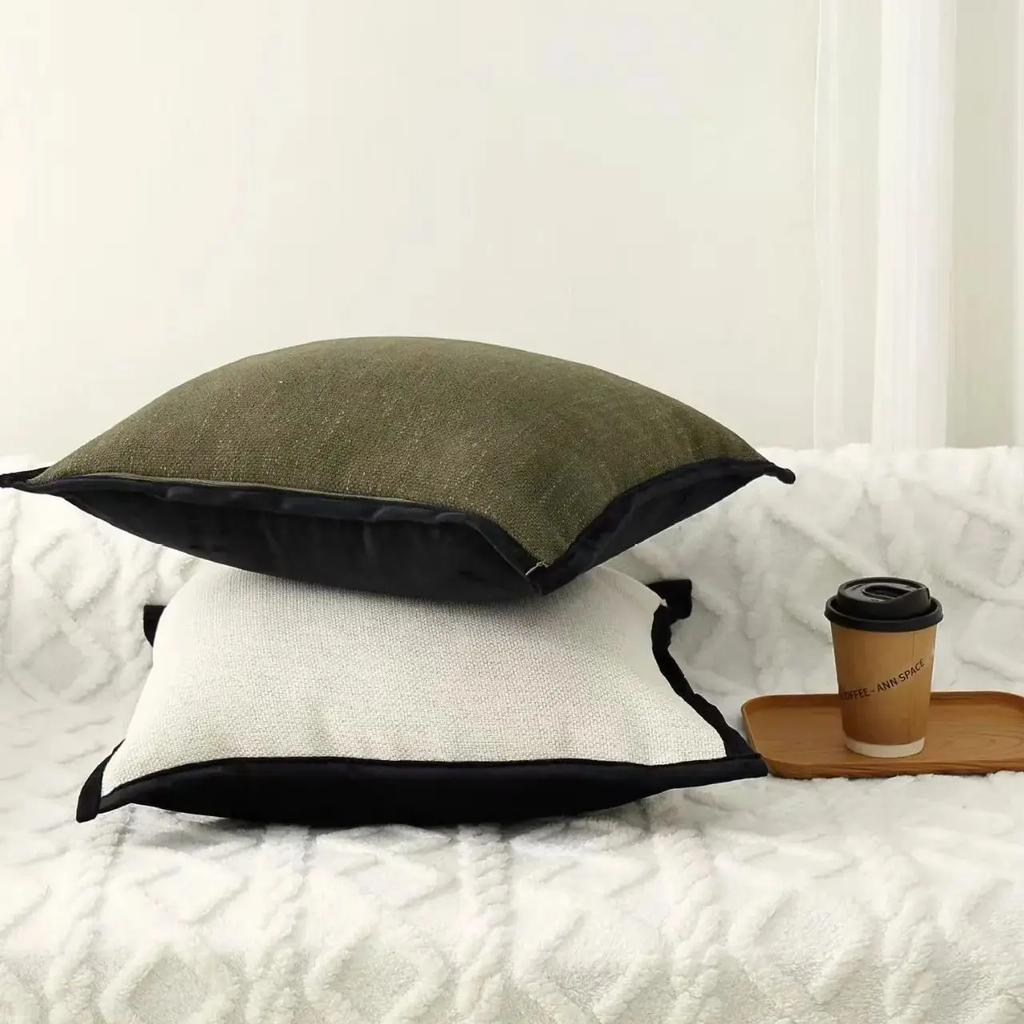 French Medieval Style Pillowcase Black Border Retro Green Cushion Cover American Home Living Room Sofa Decor Waist Pillow Covers