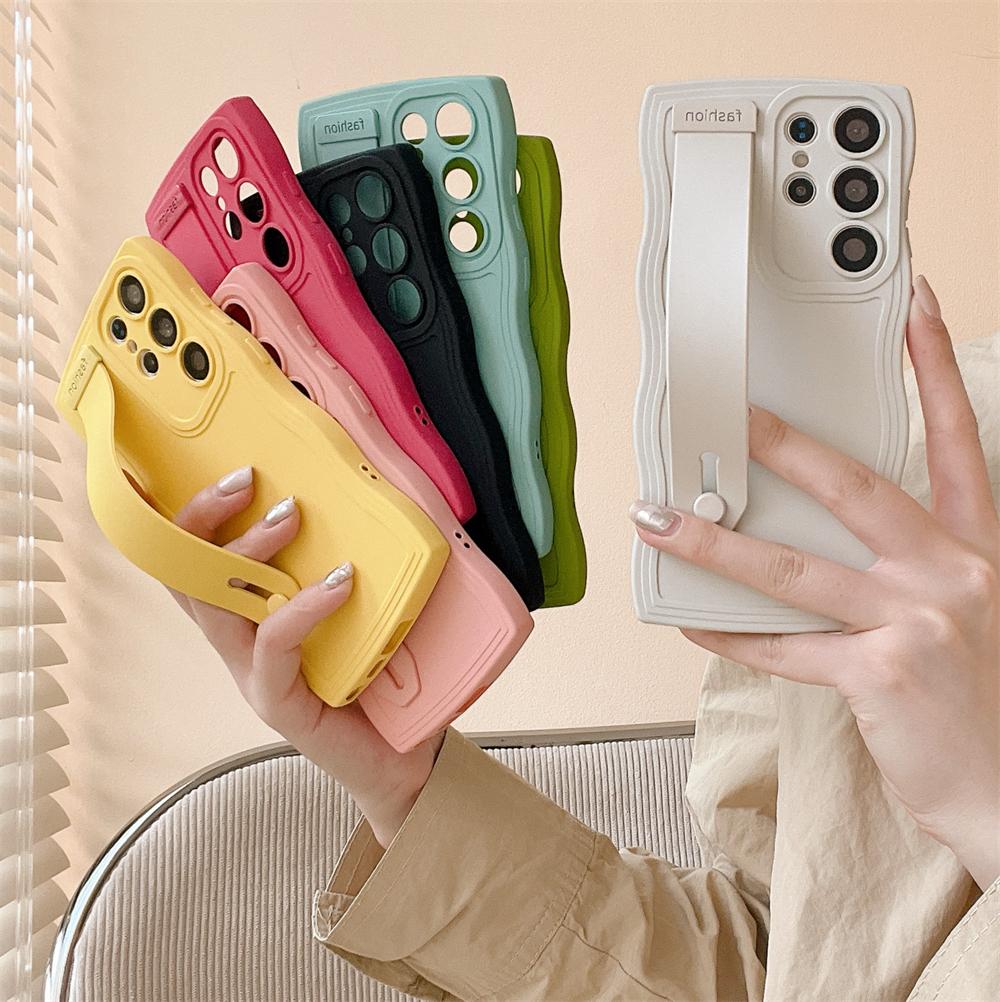 Držák na zápěstí Curly Wave Držák na telefon iPhone 12 Pro Max 15 14 Plus 13 11 XR XS Max 7 8 Plus SE 2020 měkký silikonový kryt