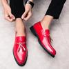 Luxury Red Patent Men Shoes Leather Designer Man Male Tassels Mens Oxford Shoes Fashion Wedding Men Dress Shoes for Men