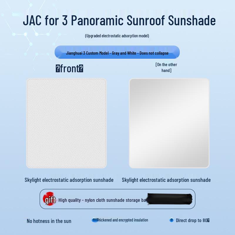 Compatible with Jianghuai 23 Yuyu 3: Sunroof Sunshade for Heat Insulation, Privacy, and Camping