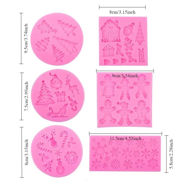 6pcs Christmas Mold Silicone Diy Christmas Tree Decoration Silicone Epoxy Resin Mold Cake Accessories Diy Baking Tools