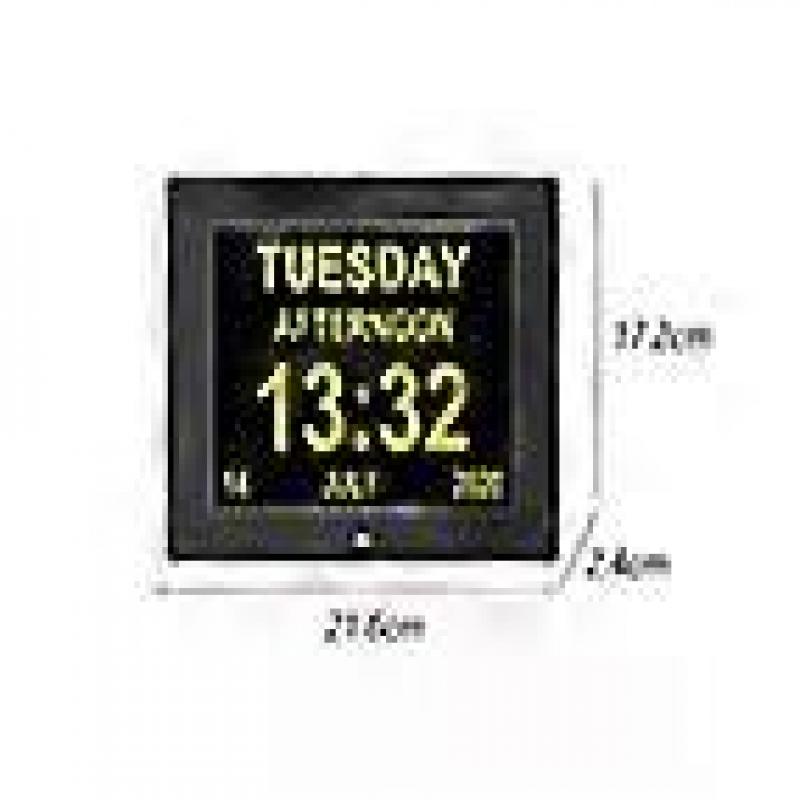 12 Alarm Dementia Clock, Non-Abbreviated Date Clock, Suitable For Elderly People With Impaired Vision, Alzheimer'S Patients With Memory Loss (8").