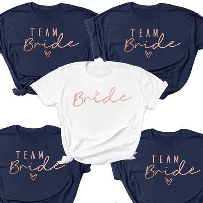 1Pcs Team Bride T Shirt Heart Bride Top Women Top Tee Wedding Short Sleeve For Bridal Shower Bridesmaid Gift
