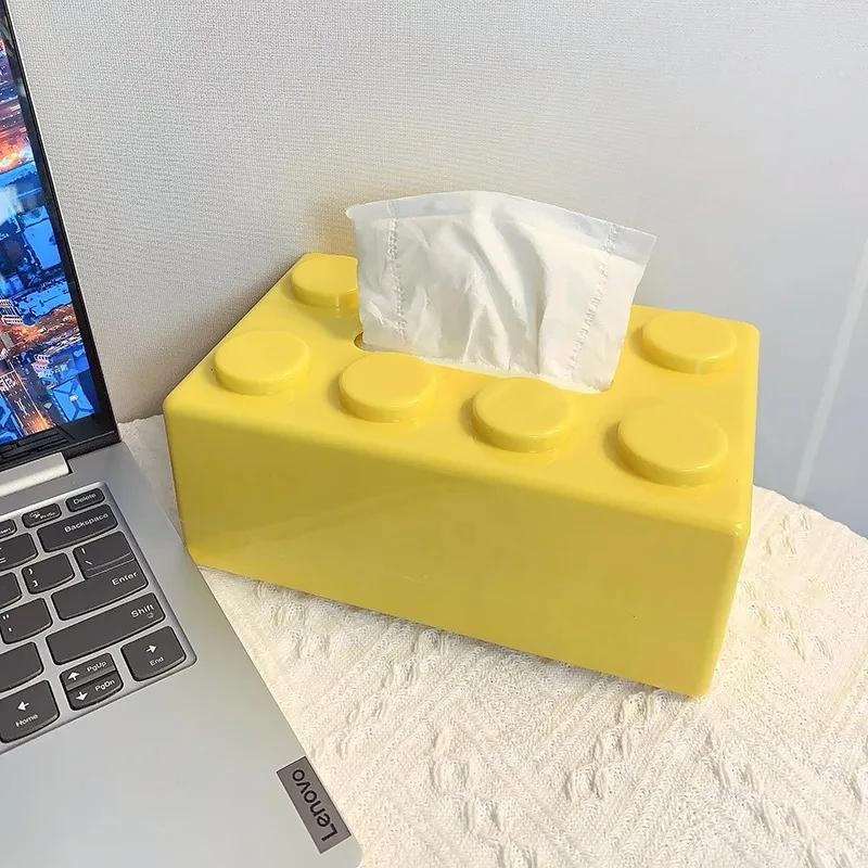 Spring Building Block Tissue Box Wall-mounted Paper Holder Bathroom Waterproof Face Towel Storage Box Punch-free Tissue Boxes