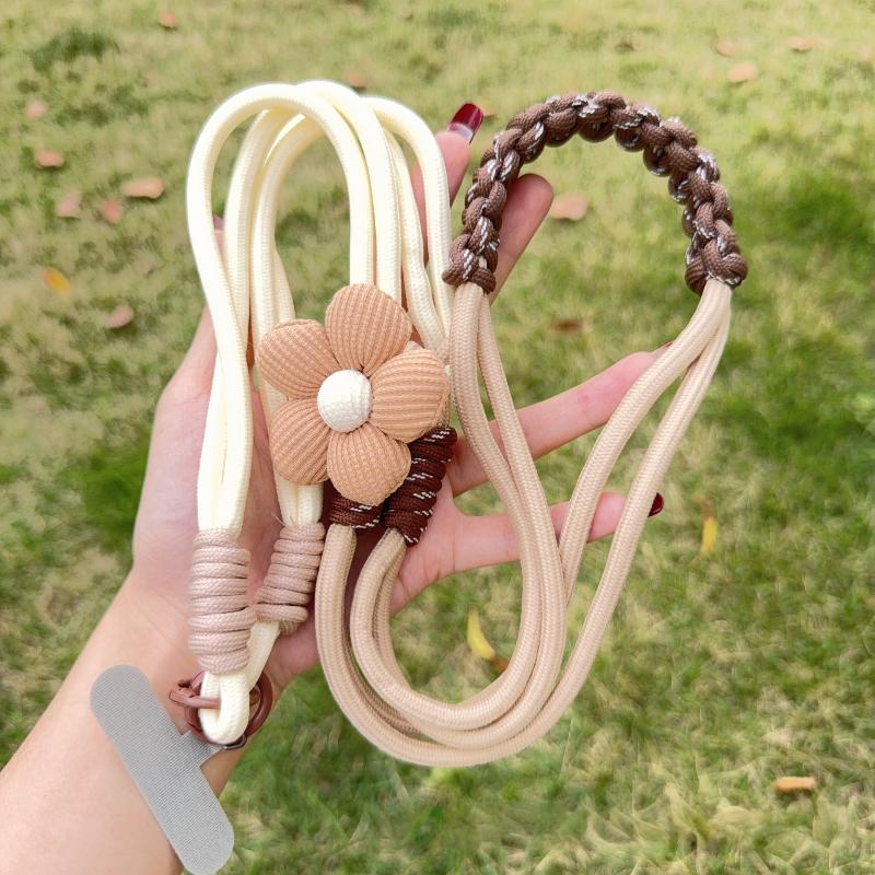 Universal Cartoon Flower Phone Lanyard Durable Crossbody Long Rope Adjustable Neck Strap for Outdoor Activities Gift