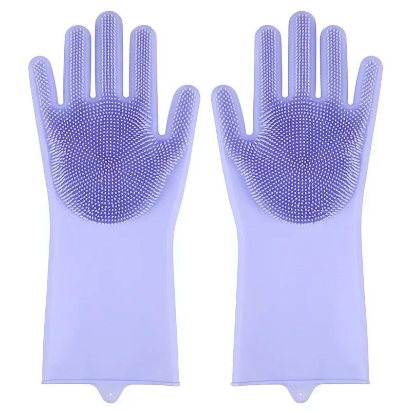 

Pet Bath Massage Deshedding Glove, Silicone Grooming Mitt Brush for Dogs Cats, Removes Loose Fur, Gentle Scrub, Easy Clean фиолетовый
