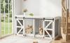 Dog Crate with Barn Door, of Metal and Fiberboard, for Two Dogs, with Fixed Middle Partition, TV Cabinet, with Sliding Doors, White, 160 X 60 X 75 Cm
