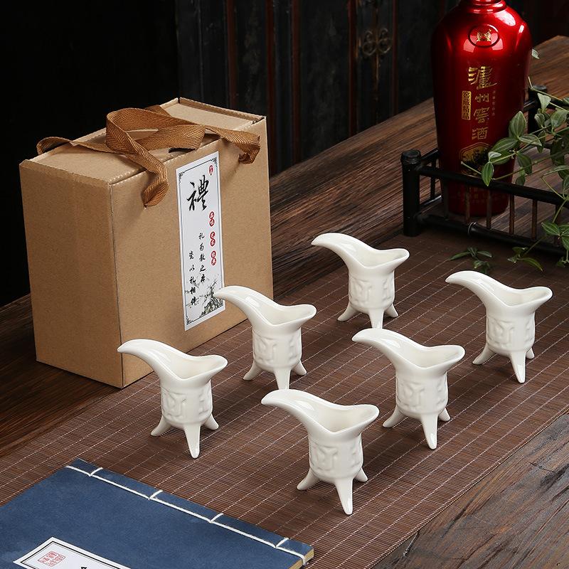 6pcs/set, Antique Ceramic Imperial Wine Cup, Chinese Style Liquor Glass, Gift Box Packaging Celadon Wine Cup, Ceramic Wine Set