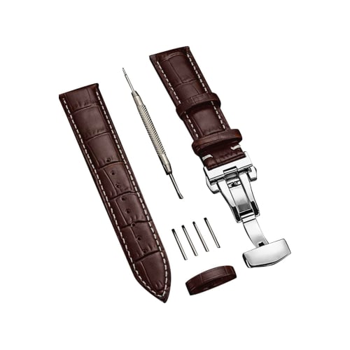 

AriRi Watch Strap, 23mm, 24mm, 22mm, 21mm, 20mm, 19mm, 18mm, Genuine Leather Watch Band, Replacement Strap with D-Buckle, Waterproof and Sweatproof, M