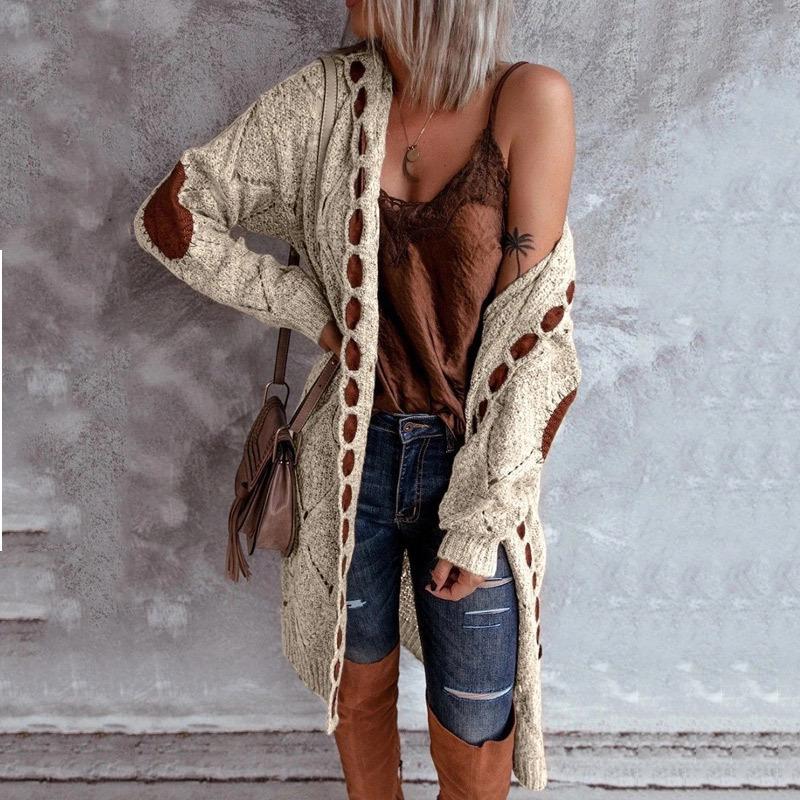 2025 Spring Women's Patchwork Hooded Appliqué Knit Cardigan Sweater - 10 Colors