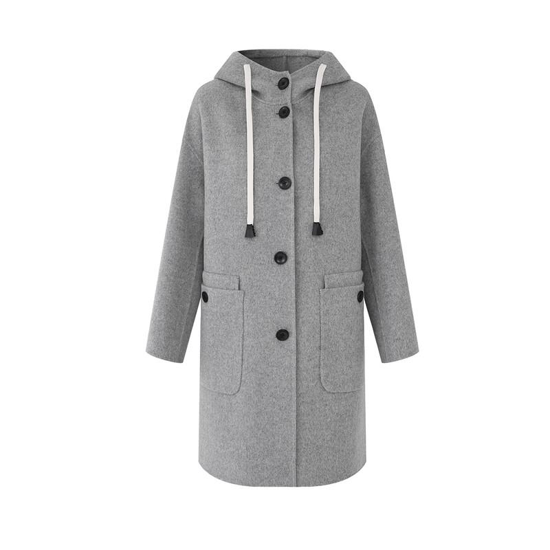 Women's Hooded Double-Faced Wool Coat