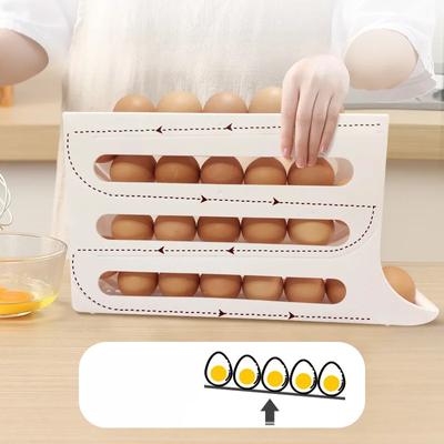 4-layer Version Slide Egg Storage Box Refrigerator Side Door Storage Box Egg Rolling Food Grade 30 Grids Eggs Organizer Holder