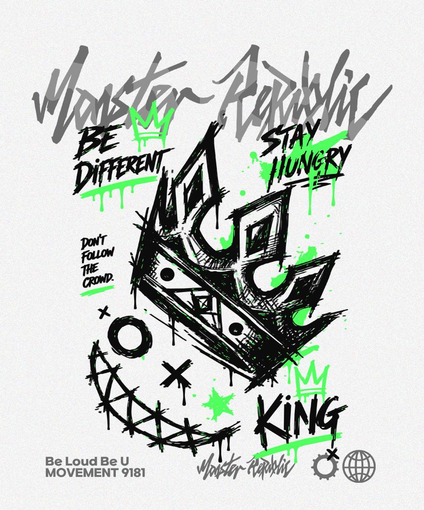 MONSTER REPUBLIC Crown Green T-Shirt White_9181