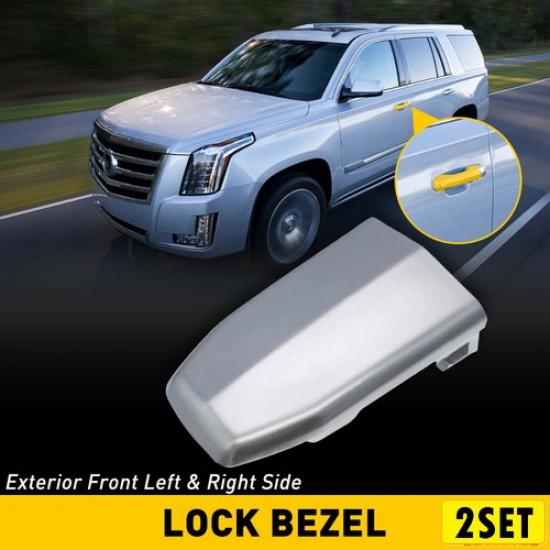 

2Set Front Handle Door Lock Cover Cylinder Fit Chrome For 2015-2018 Cadillac Esc