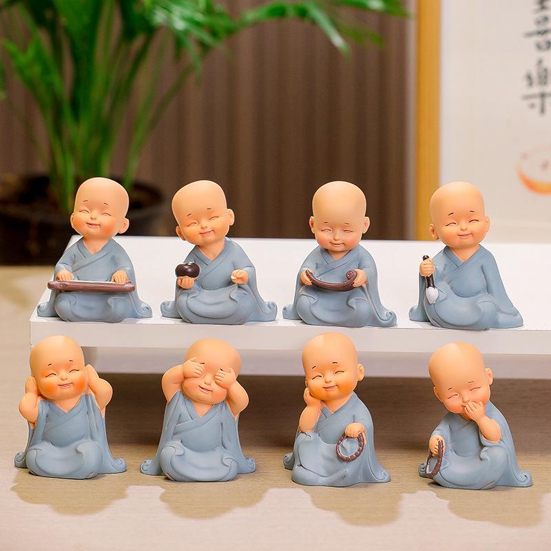 Handmade Cute Little Monk Resin Ornaments for Desktop Decoration