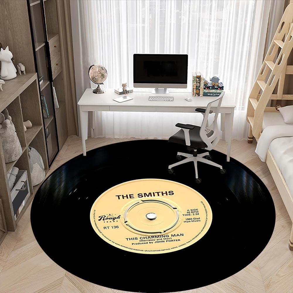 1pc The Smiths Vinyl Office Round Area Rug, Mat Suitable For Office, Under Office Chairs Bedroom Living Room Home Decor, Room Deco