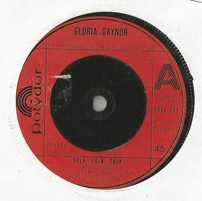 7inch Record GLORIA GAYNOR - Talk, Talk, Talk 2066735 Polydor 1976 UK Soul/Funk Used