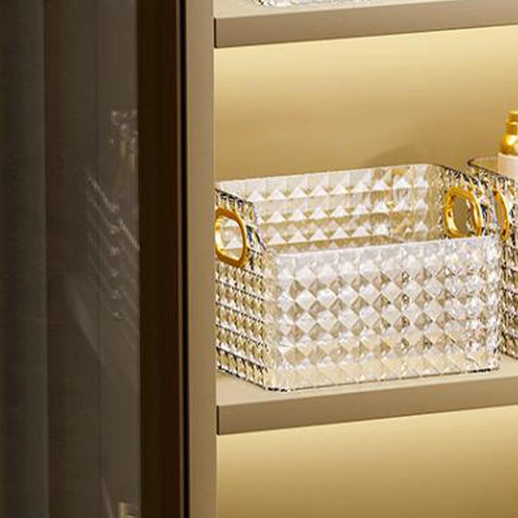 Small Organizer Bin Cabinet Storage Bin Pattern Texture Clear PET Comfortable Handles Versatile Basket for Bathroom