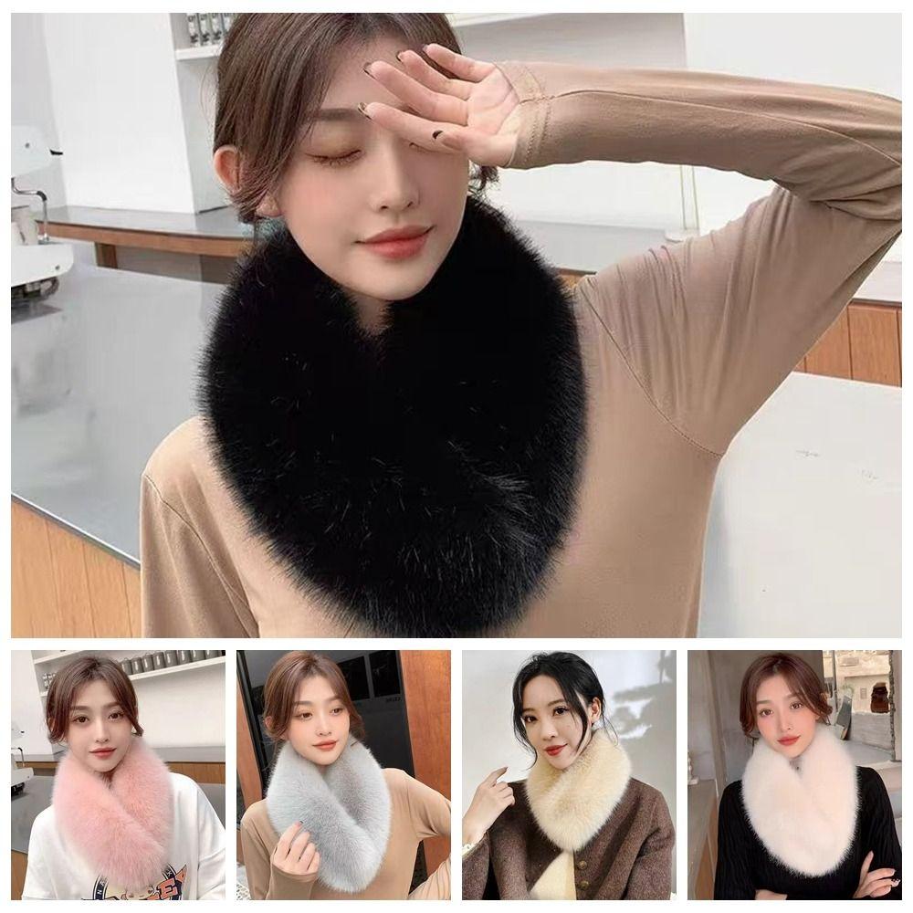 Plush Double Sided Scarf Thick Warm Fur Collar Trim Winter Neck Protection