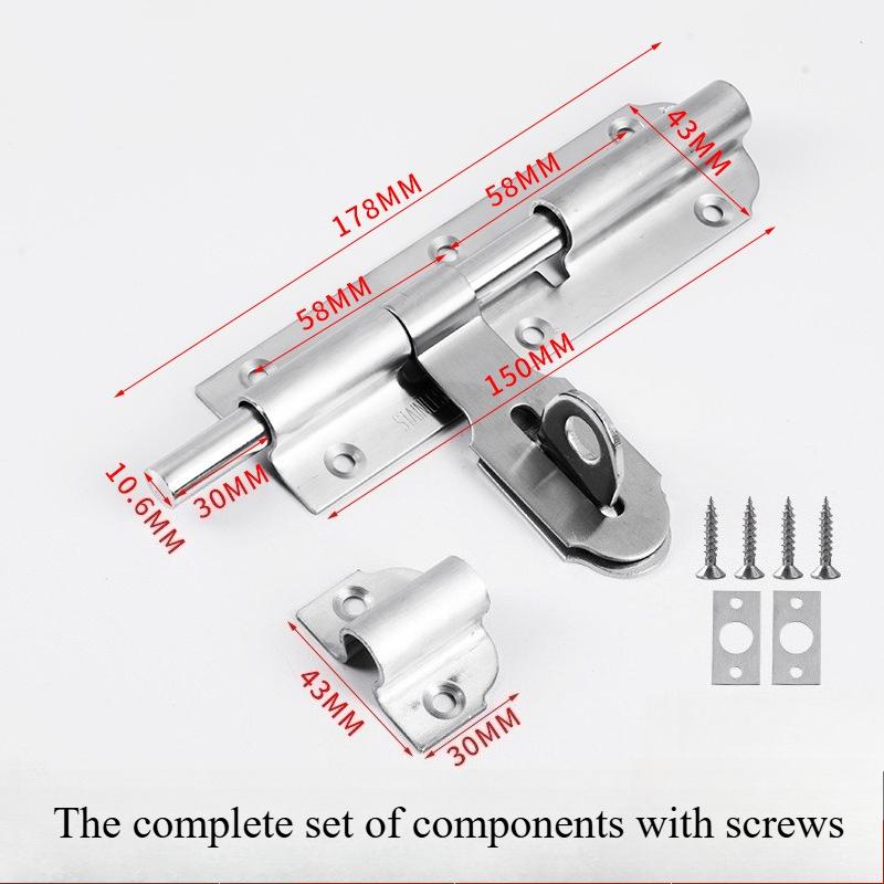 1SET 304 Edelstahl Oberflächenriegel verdickter Türriegel Diebstahlsicherung linker und rechter Türverschluss, Badezimmer Holztürriegel Haushaltsbeschläge