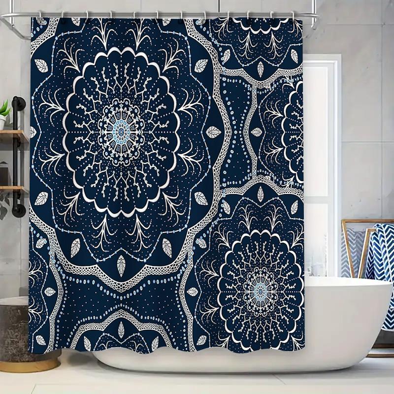 

Boho Shower Curtain Floral Nature Pattern Bathroom Decor Vintage Farmhouse Backdrop Waterproof Fabric W60H190(CM)-1 Pcs
