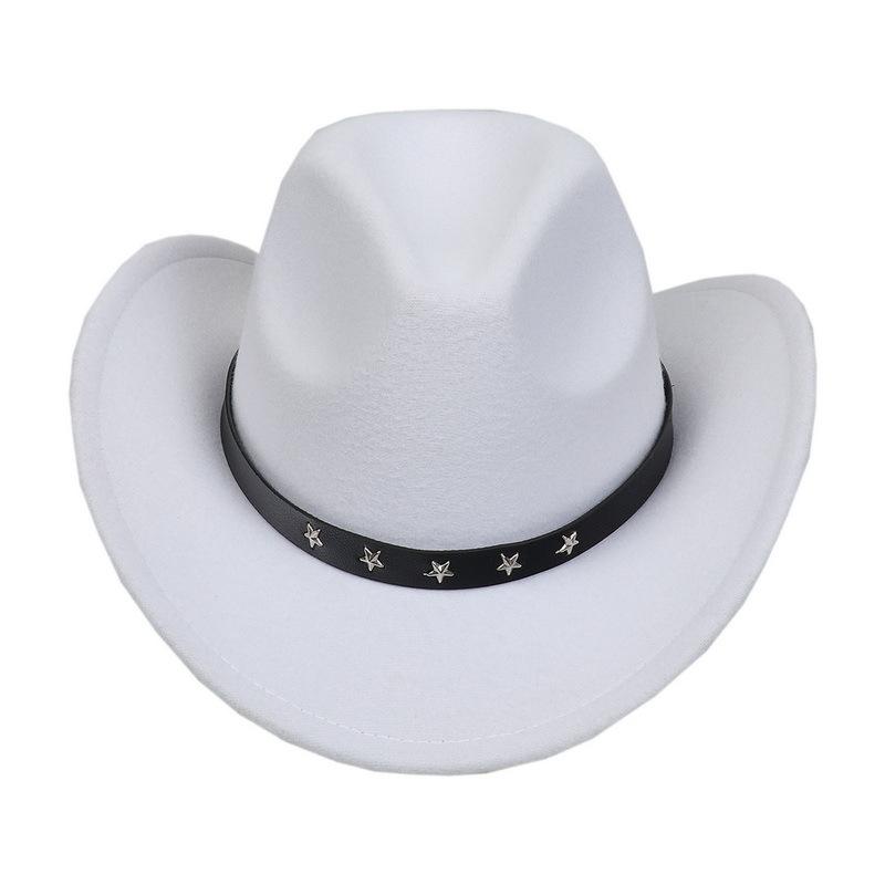 Western Cowboy Top Hat Spring And Autumn New Jazz Hat Big Brim Pentagram Belt Accessories Felt Hat Men And Women