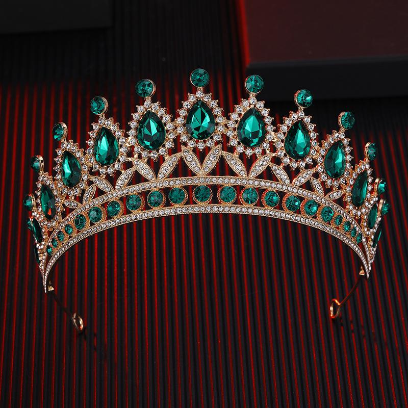 The Bride's Colorful Rhinestone  Baroque European and American Diamond Princess  Round Tiara Hair Accessory Wedding Dress and Crown