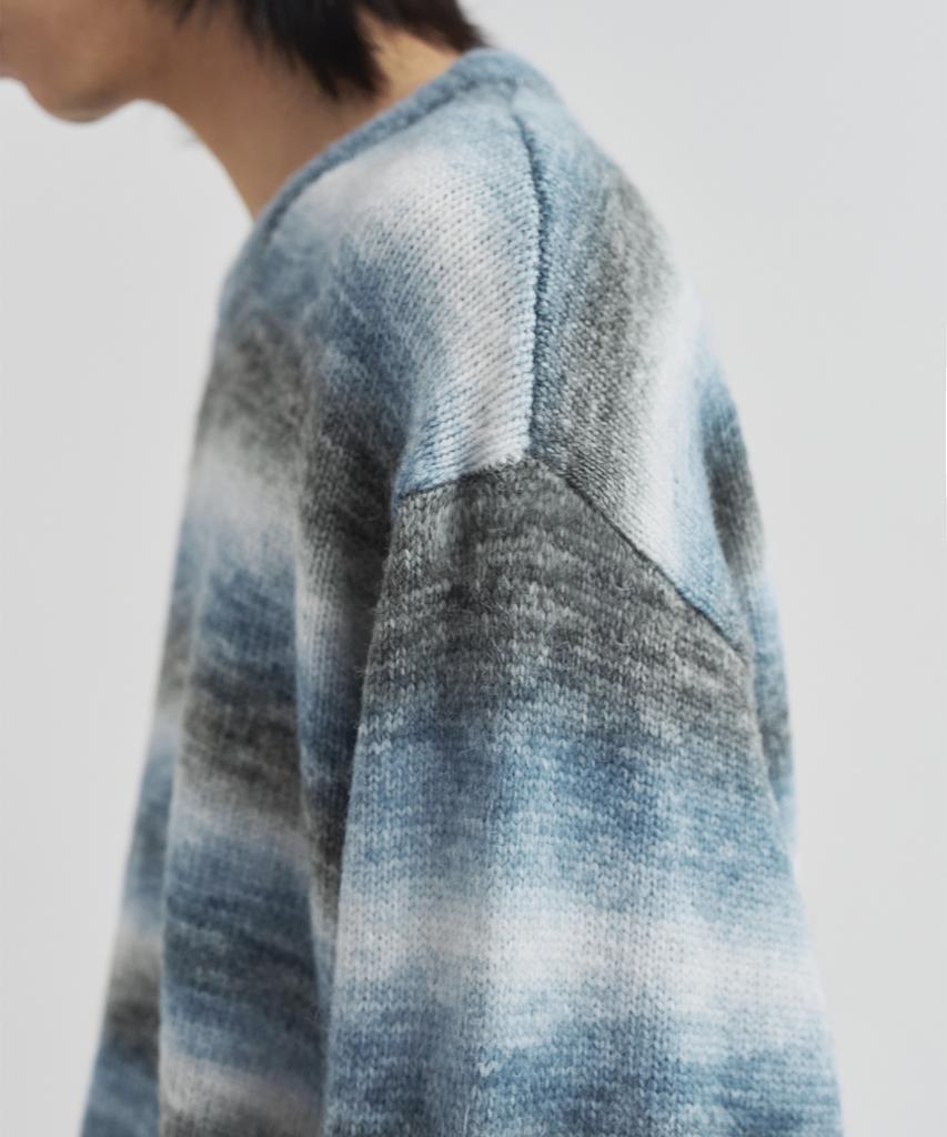 DRAW FIT Wool Gradient Round Pullover Knit [Light Blue]