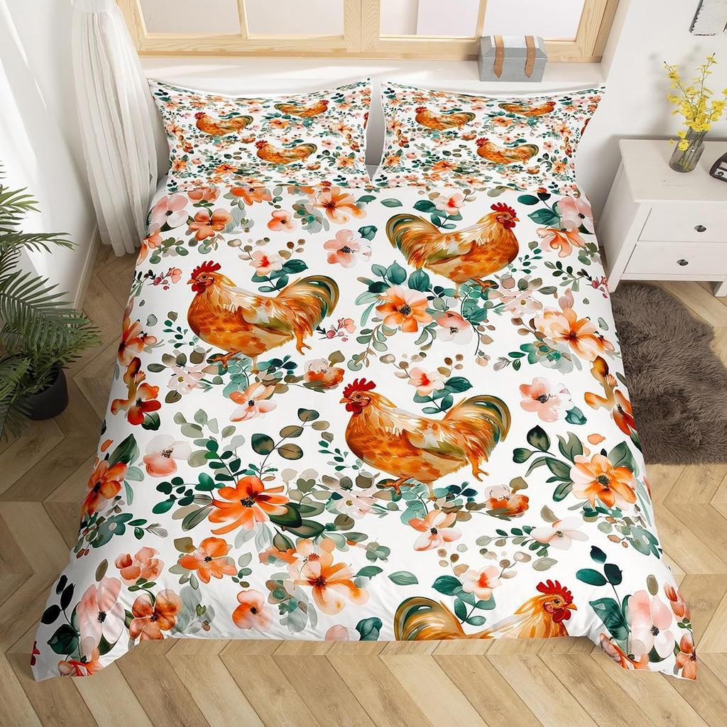 Comforter Rustic Rooster Bedding Set Farm Animal Full King Queen Size Microfiber Farmhouse Chicken With