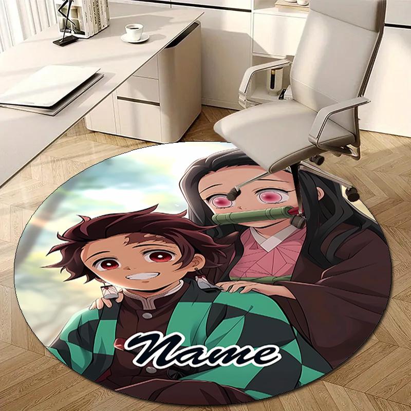 Personalized Demon Slayer Round Chair Office Rug - Perfect for Mat, Office Chair & More - Ideal Gift for Birthdays and Holidays