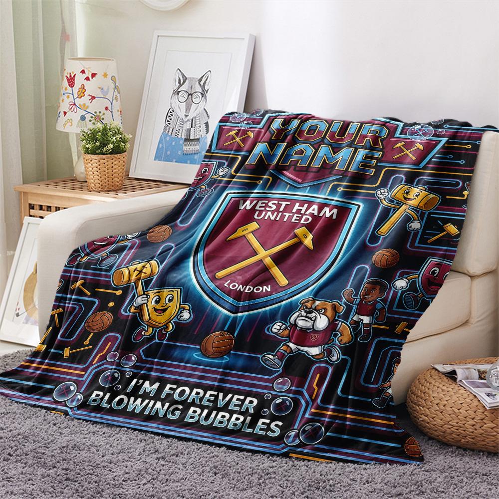Benutzerdefinierte West Ham United Flanelldecke, Hohe Qualität, Bequem für alle Jahreszeiten, Heimdekoration, Wärme und Komfort